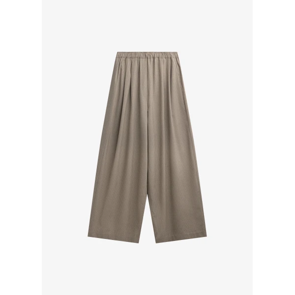 The Frankie Shop Gistel Pleated Pants - Beige Plaid - Oversized Minimalist Pants in Beige - Shop at Luxury Shoes 