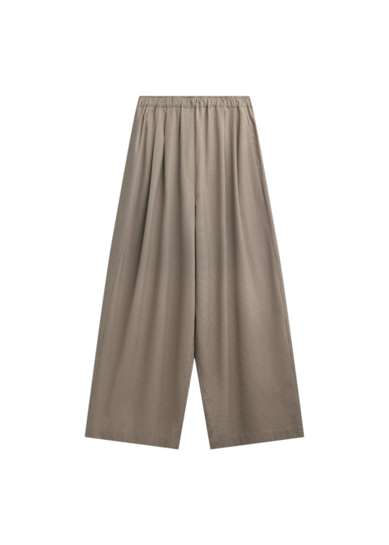 The Frankie Shop Gistel Pleated Pants - Beige Plaid - Oversized Minimalist Pants in Beige - Shop at Luxury Shoes 