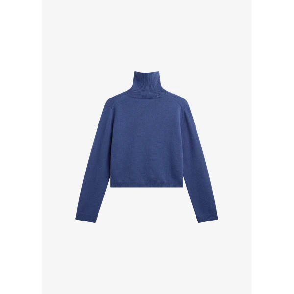 The Frankie Shop Grenaa Wool Turtleneck Sweater - Blue - Oversized Minimalist Knitwear in Blue - Shop at Luxury Shoes 