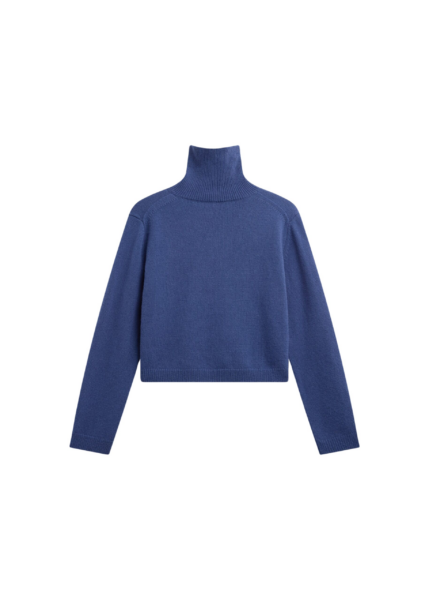 The Frankie Shop Grenaa Wool Turtleneck Sweater - Blue - Oversized Minimalist Knitwear in Blue - Shop at Luxury Shoes 