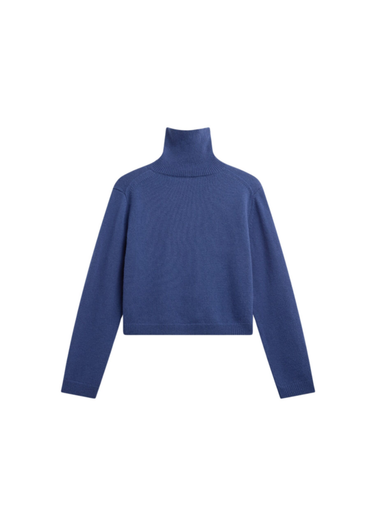The Frankie Shop Grenaa Wool Turtleneck Sweater - Blue - Oversized Minimalist Knitwear in Blue - Shop at Luxury Shoes 