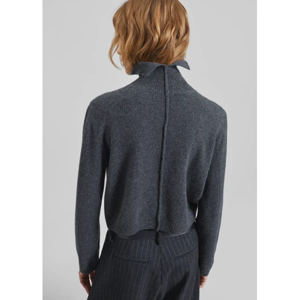 The Frankie Shop Grenaa Wool Turtleneck Sweater - Dark Grey - Oversized Minimalist Knitwear in Grey - Shop at Luxury Shoes 