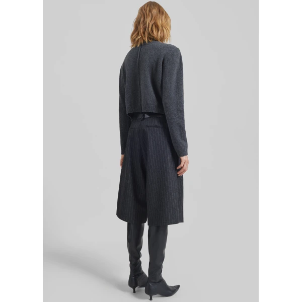 The Frankie Shop Grenaa Wool Turtleneck Sweater - Dark Grey - Oversized Minimalist Knitwear in Grey - Shop at Luxury Shoes 