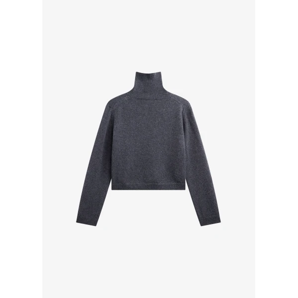 The Frankie Shop Grenaa Wool Turtleneck Sweater - Dark Grey - Oversized Minimalist Knitwear in Grey - Shop at Luxury Shoes 