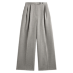 The Frankie Shop Haflso Pleated Wide Trousers - Beige Melange - Oversized Minimalist Pants in Beige - Shop at Luxury Shoes 