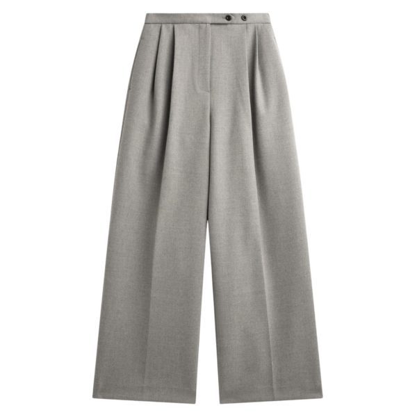The Frankie Shop Haflso Pleated Wide Trousers – Beige Melange