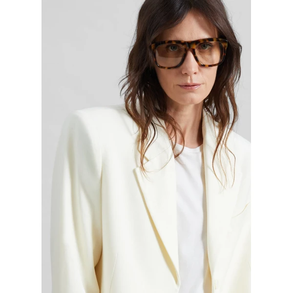 The Frankie Shop Halser Oversized Blazer - Ivory - Oversized Minimalist Jackets in Ivory - Shop at Luxury Shoes 