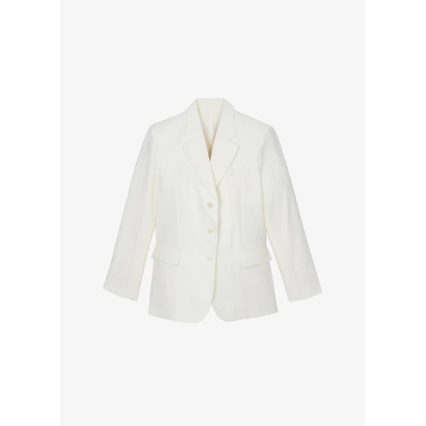 The Frankie Shop Halser Oversized Blazer - Ivory - Oversized Minimalist Jackets in Ivory - Shop at Luxury Shoes 