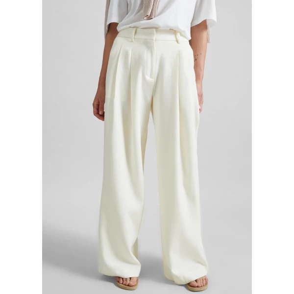 The Frankie Shop Halser Pintuck Trousers - Ivory - Oversized Minimalist Pants in Ivory - Shop at Luxury Shoes 