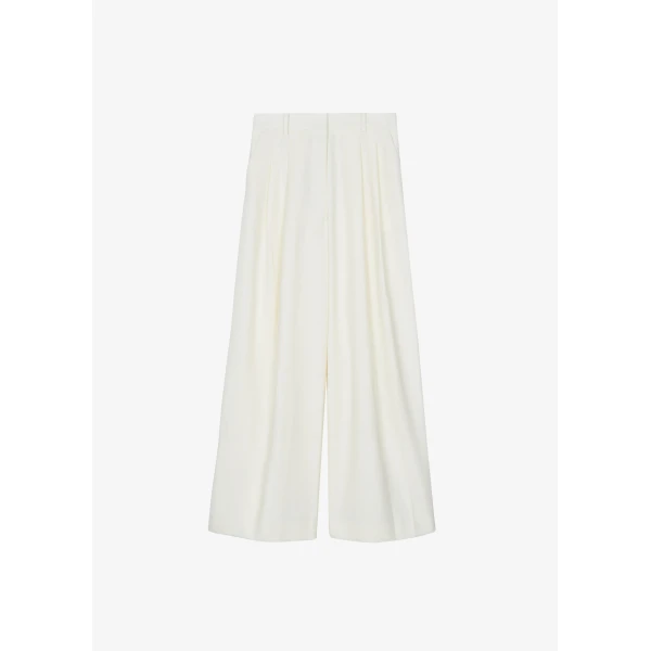 The Frankie Shop Halser Pintuck Trousers - Ivory - Oversized Minimalist Pants in Ivory - Shop at Luxury Shoes 