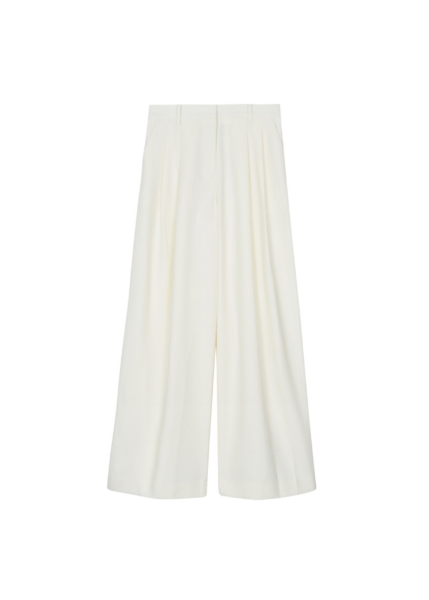 The Frankie Shop Halser Pintuck Trousers - Ivory - Oversized Minimalist Pants in Ivory - Shop at Luxury Shoes 