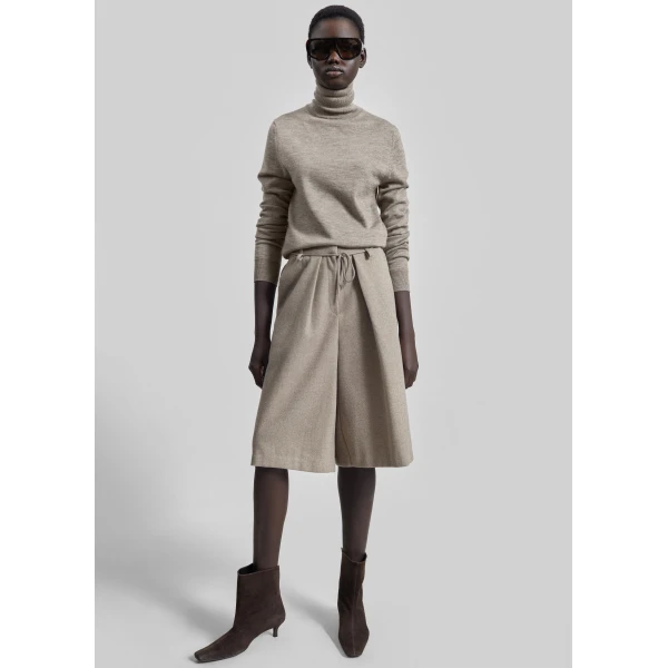 The Frankie Shop Hemavan Bermuda Shorts - Taupe - Oversized Minimalist Shorts in Brown - Shop at Luxury Shoes 