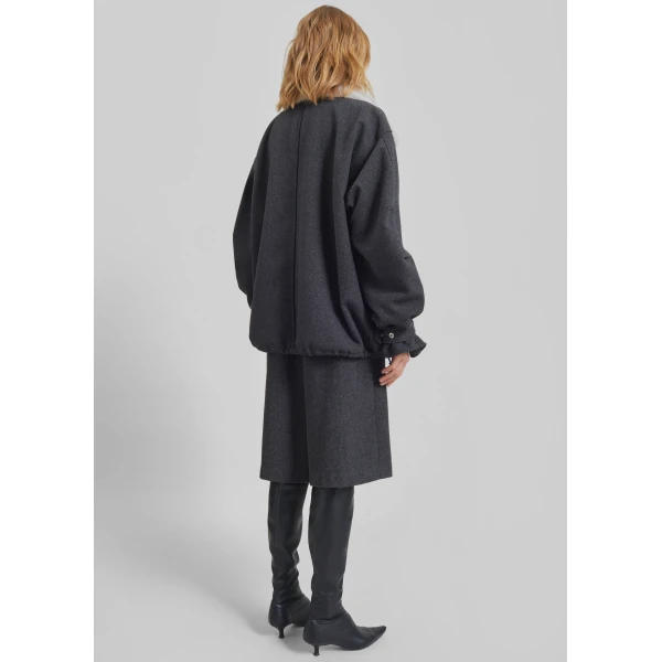 The Frankie Shop Hemavan Faux Fur Lined Jacket - Dark Grey - Oversized Minimalist Jackets in Grey - Shop at Luxury Shoes 