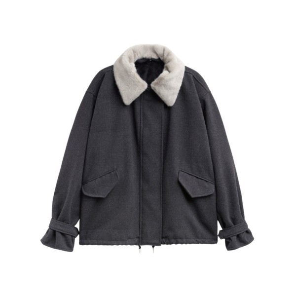 The Frankie Shop Hemavan Faux Fur Lined Jacket – Dark Grey