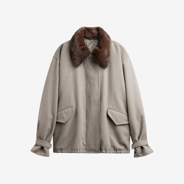 The Frankie Shop Hemavan Faux Fur Lined Jacket – Taupe, view 9