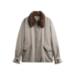 The Frankie Shop Hemavan Faux Fur Lined Jacket - Taupe - Oversized Minimalist Jackets in Brown - Shop at Luxury Shoes 