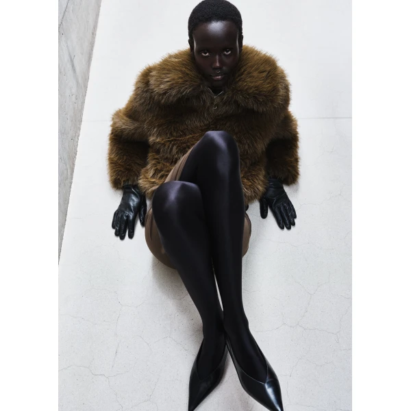 The Frankie Shop Hope Faux Fur Jacket - Moss Green - Oversized Minimalist Jackets in Green - Shop at Luxury Shoes 