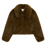 The Frankie Shop Hope Faux Fur Jacket - Moss Green - Oversized Minimalist Jackets in Green - Shop at Luxury Shoes 