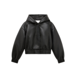 The Frankie Shop Jackson Faux Leather Bonded Bomber - Black - Oversized Minimalist Jackets in Black - Shop at Luxury Shoes 