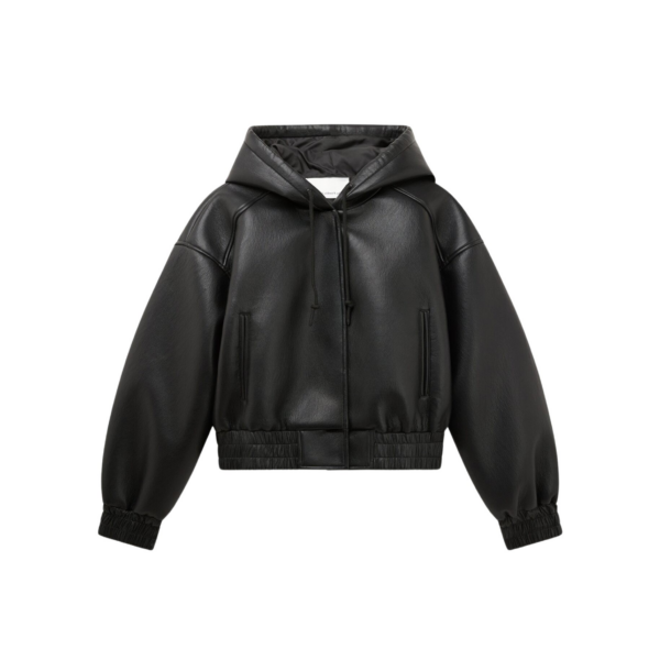 The Frankie Shop Jackson Faux Leather Bonded Bomber – Black Jacket