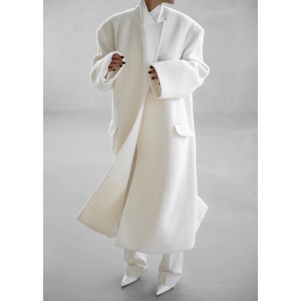 The Frankie Shop John Oversized Coat - Ivory - Oversized Minimalist Coats in Ivory - Shop at Luxury Shoes 