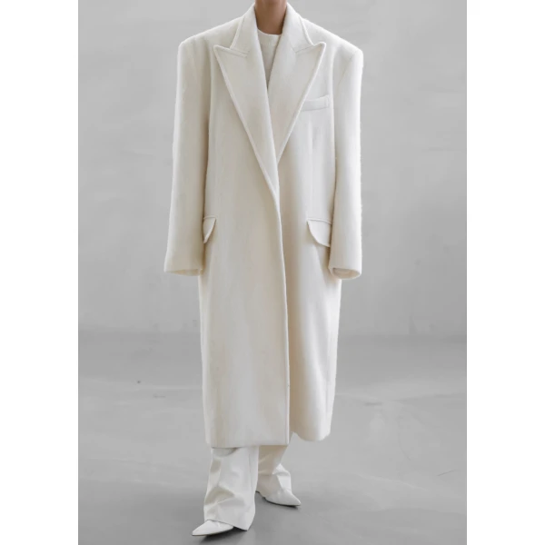 The Frankie Shop John Oversized Coat - Ivory - Oversized Minimalist Coats in Ivory - Shop at Luxury Shoes 