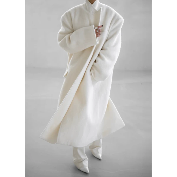 The Frankie Shop John Oversized Coat - Ivory - Oversized Minimalist Coats in Ivory - Shop at Luxury Shoes 