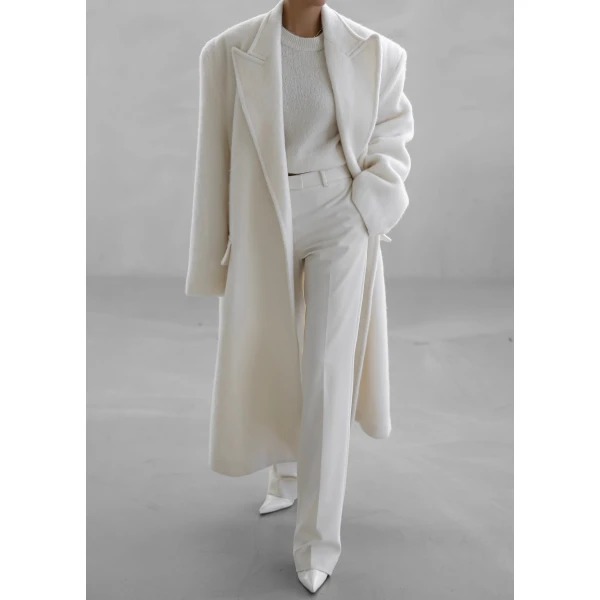 The Frankie Shop John Oversized Coat - Ivory - Oversized Minimalist Coats in Ivory - Shop at Luxury Shoes 