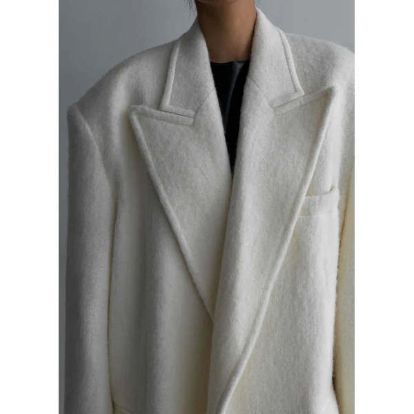 The Frankie Shop John Oversized Coat - Ivory - Oversized Minimalist Coats in Ivory - Shop at Luxury Shoes 