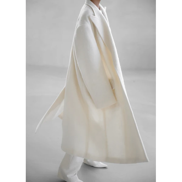 The Frankie Shop John Oversized Coat - Ivory - Oversized Minimalist Coats in Ivory - Shop at Luxury Shoes 