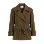 The Frankie Shop Kalmar Wool Peacoat - Pale Olive - Oversized Minimalist Coats in Green - Shop at Luxury Shoes 