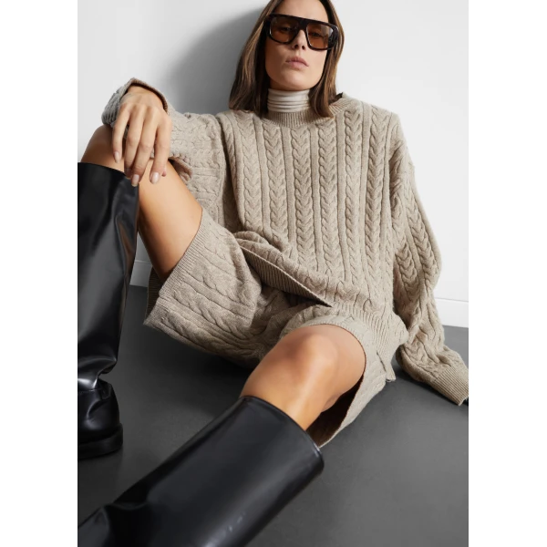 The Frankie Shop Karmoy Cable Knit Shorts - Beige - Oversized Minimalist Shorts in Beige - Shop at Luxury Shoes 