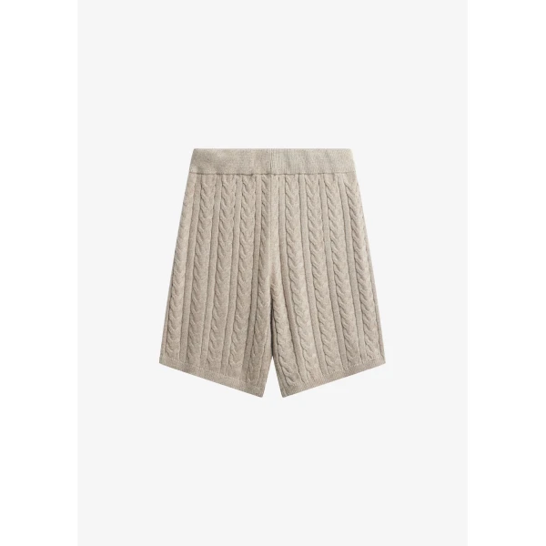 The Frankie Shop Karmoy Cable Knit Shorts - Beige - Oversized Minimalist Shorts in Beige - Shop at Luxury Shoes 