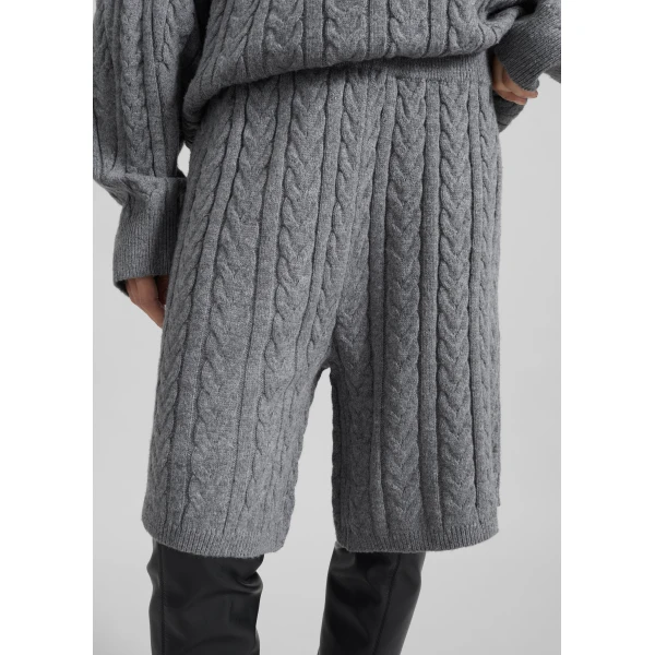 The Frankie Shop Karmoy Cable Knit Shorts - Grey - Oversized Minimalist Shorts in Grey - Shop at Luxury Shoes 
