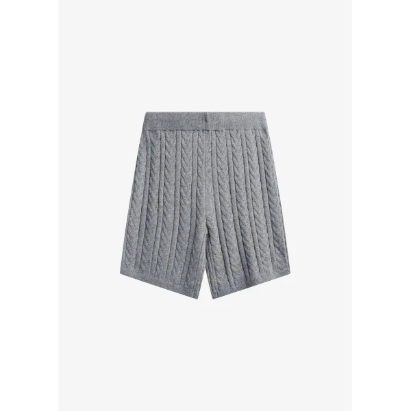 The Frankie Shop Karmoy Cable Knit Shorts - Grey - Oversized Minimalist Shorts in Grey - Shop at Luxury Shoes 