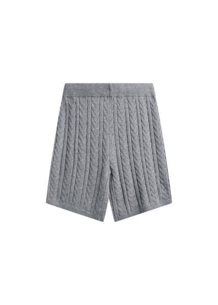 The Frankie Shop Karmoy Cable Knit Shorts - Grey - Oversized Minimalist Shorts in Grey - Shop at Luxury Shoes 
