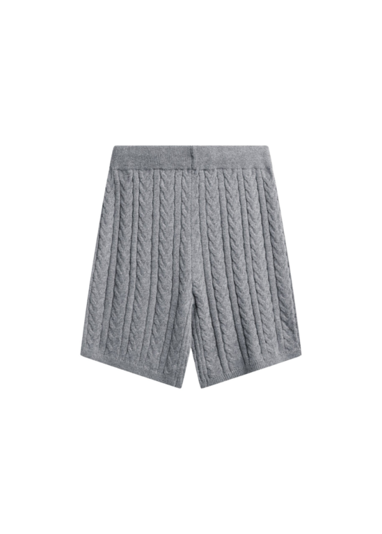 The Frankie Shop Karmoy Cable Knit Shorts - Grey - Oversized Minimalist Shorts in Grey - Shop at Luxury Shoes 