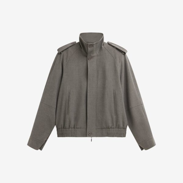 The Frankie Shop Kelly Padded Double Weave Blouson – Taupe Melange Jacket, view 7