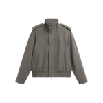 The Frankie Shop Kelly Padded Double Weave Blouson - Taupe Melange - Oversized Minimalist Jackets in Brown - Shop at Luxury Shoes 