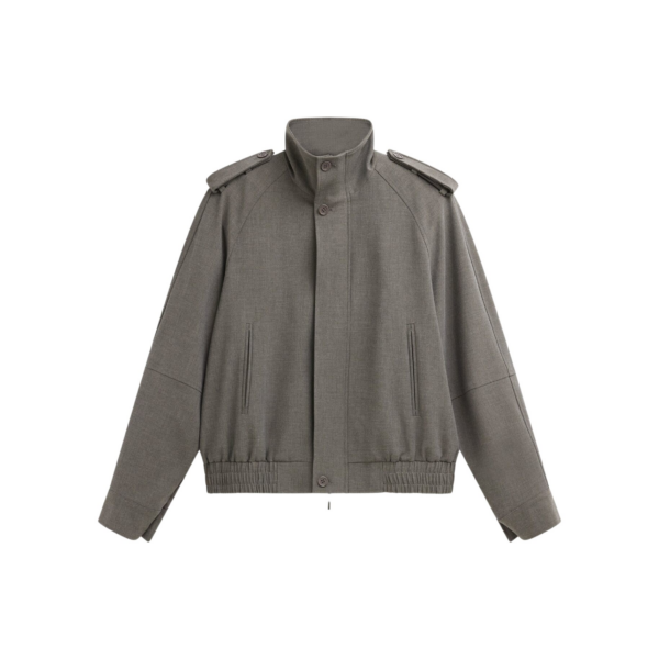 The Frankie Shop Kelly Padded Double Weave Blouson – Taupe Melange Jacket