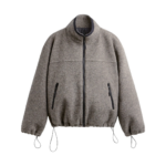 The Frankie Shop Kenei Fleece Zip Jacket - Greige Melange - Oversized Minimalist Jackets in Green - Shop at Luxury Shoes 