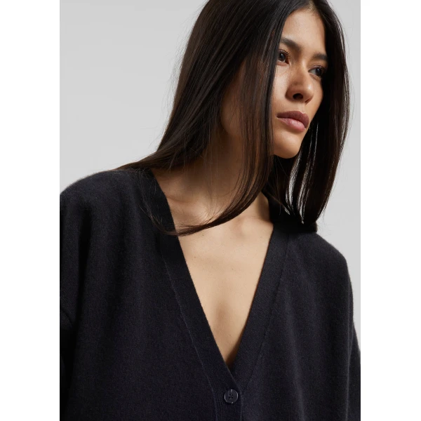 The Frankie Shop Lachen Double-Sided Wool Cardigan - Black - Oversized Minimalist Knitwear in Black - Shop at Luxury Shoes 