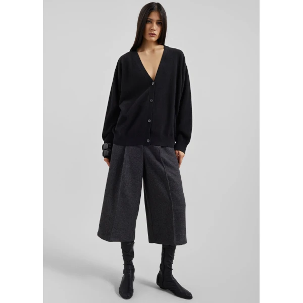 The Frankie Shop Lachen Double-Sided Wool Cardigan - Black - Oversized Minimalist Knitwear in Black - Shop at Luxury Shoes 