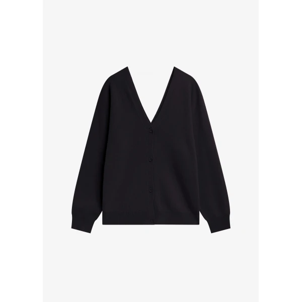 The Frankie Shop Lachen Double-Sided Wool Cardigan - Black - Oversized Minimalist Knitwear in Black - Shop at Luxury Shoes 