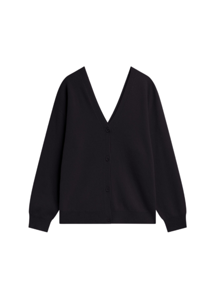 The Frankie Shop Lachen Double-Sided Wool Cardigan - Black - Oversized Minimalist Knitwear in Black - Shop at Luxury Shoes 