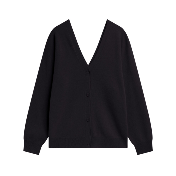 The Frankie Shop Lachen Double-Sided Wool Cardigan – Black
