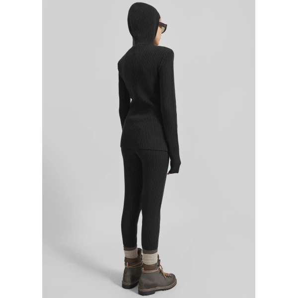 The Frankie Shop Larice Hooded Knit Top - Black - Oversized Minimalist Knitwear in Black - Shop at Luxury Shoes 