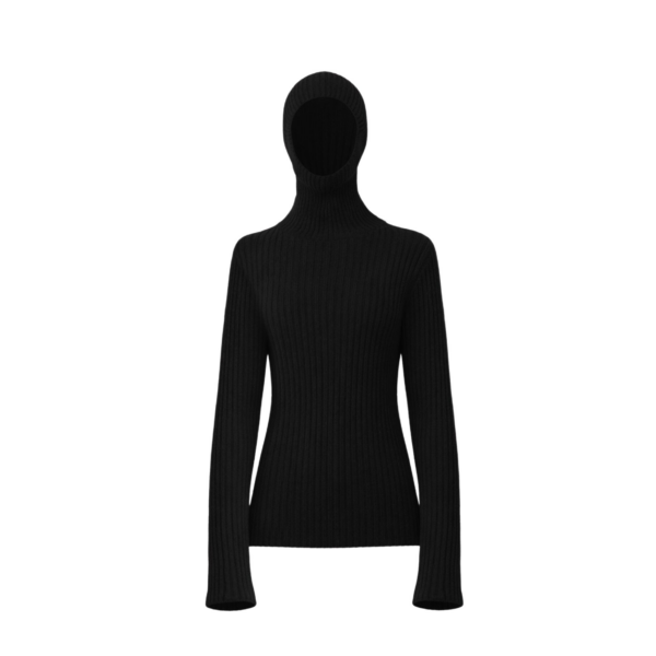 The Frankie Shop Larice Hooded Knit Top – Black