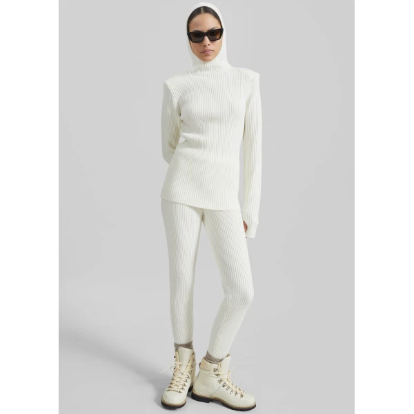 The Frankie Shop Larice Hooded Knit Top - White - Oversized Minimalist Knitwear in White - Shop at Luxury Shoes 
