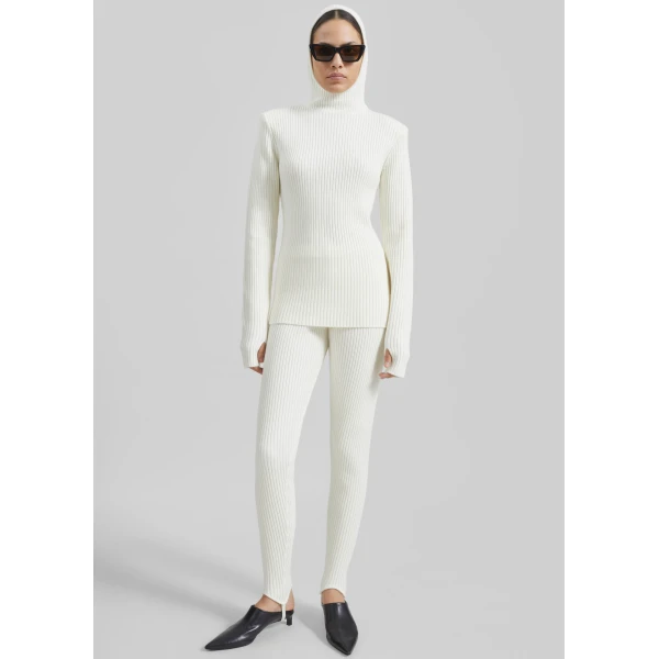 The Frankie Shop Larice Hooded Knit Top - White - Oversized Minimalist Knitwear in White - Shop at Luxury Shoes 